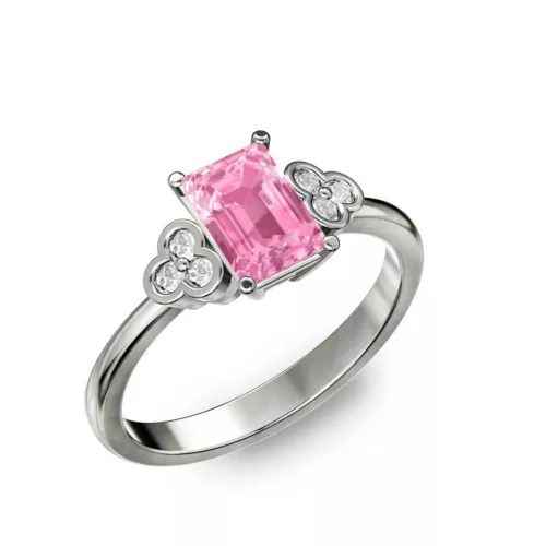 Ékszerpalota eljegyzési gyűrű 1ct pink smaragd csiszolású zafír BRK088 fehér arany 