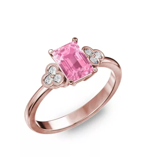 Ékszerpalota eljegyzési gyűrű 1ct pink smaragd csiszolású zafír BRK088 rozé arany 