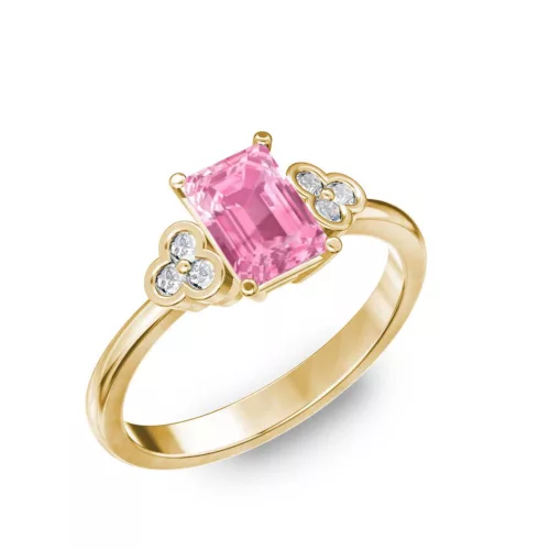 Ékszerpalota eljegyzési gyűrű 1ct pink smaragd csiszolású zafír BRK088 sárga arany 