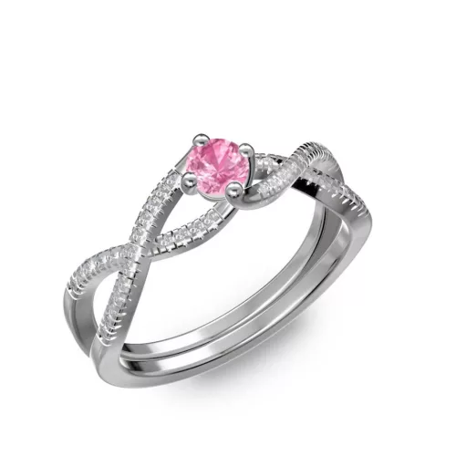 Ékszerpalota eljegyzési gyűrű 0,25ct pink zafírral BRK 090 fehér arany 