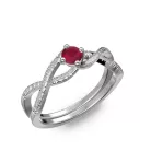 Ékszerpalota eljegyzési gyűrű 0,25ct rubinnal BRK 090 fehér arany 