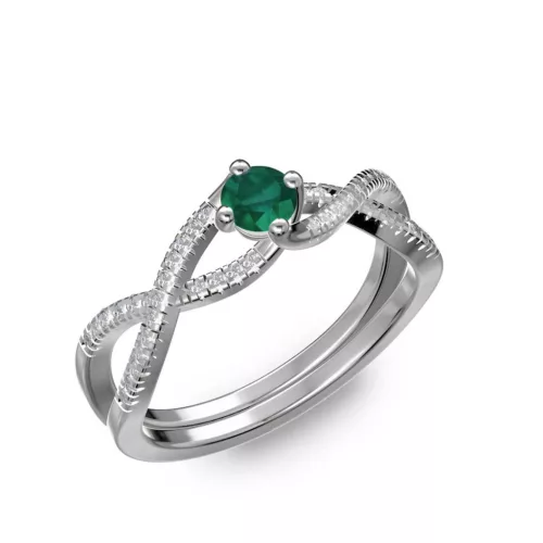 Ékszerpalota eljegyzési gyűrű 0,25ct smaragddal BRK 090 fehér arany 