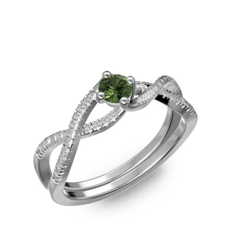 Ékszerpalota eljegyzési gyűrű 0,25ct zöld zafírral BRK 090 fehér arany 