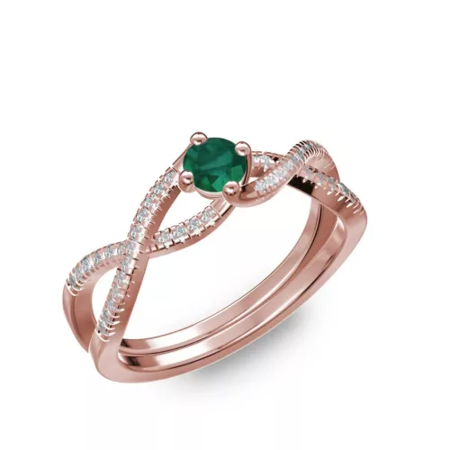 Ékszerpalota eljegyzési gyűrű 0,25ct smaragddal BRK 090 rozé arany 