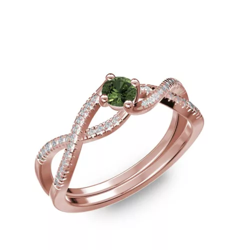 Ékszerpalota eljegyzési gyűrű 0,25ct zöld zafírral BRK 090 rozé arany 