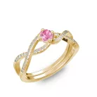 Ékszerpalota eljegyzési gyűrű 0,25ct pink zafírral BRK 090 sárga arany 