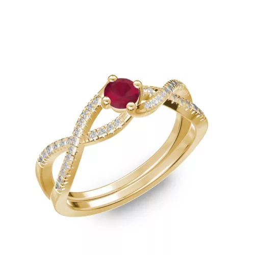 Ékszerpalota eljegyzési gyűrű 0,25ct rubinnal BRK 090 sárga arany 