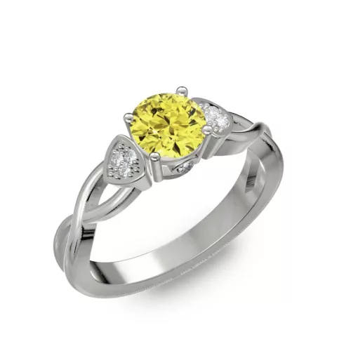 Ékszerpalota eljegyzési gyűrű 0,5ct sárga gyémánttal BRK093 fehér arany 