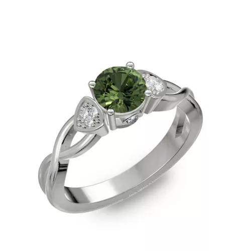 Ékszerpalota eljegyzési gyűrű 0,5ct zöld zafírral BRK093 fehér arany 
