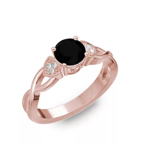 Ékszerpalota eljegyzési gyűrű 0,5ct fekete gyémánttal BRK093 rozé arany 