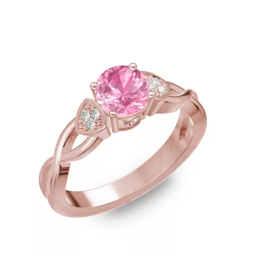 Ékszerpalota eljegyzési gyűrű 0,5ct pink zafírral BRK093 rozé arany 