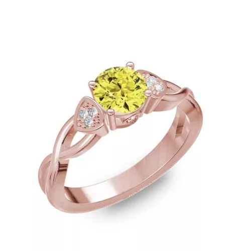Ékszerpalota eljegyzési gyűrű 0,5ct sárga gyémánttal BRK093 rozé arany 