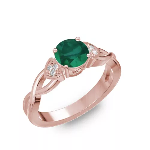 Ékszerpalota eljegyzési gyűrű 0,5ct smaragddal BRK093 rozé arany 