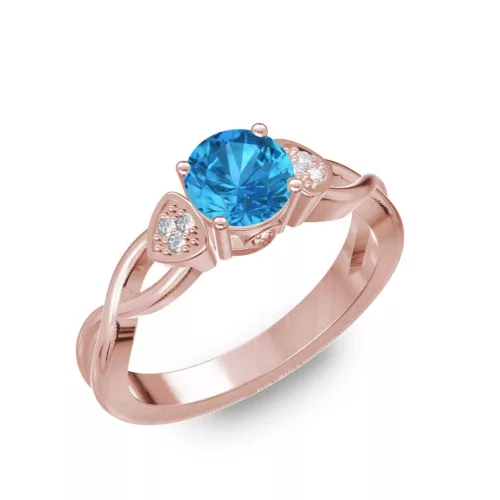Ékszerpalota eljegyzési gyűrű 0,5ct kék topázzal BRK093 rozé arany 