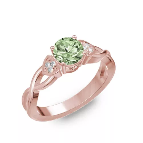 Ékszerpalota eljegyzési gyűrű 0,5ct zöld gyémánttal BRK093 rozé arany 