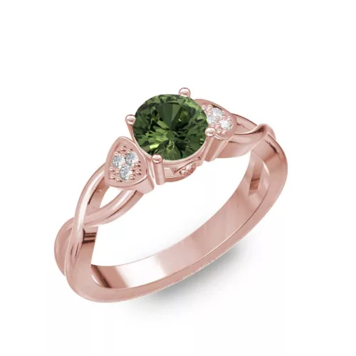 Ékszerpalota eljegyzési gyűrű 0,5ct zöld zafírral BRK093 rozé arany 