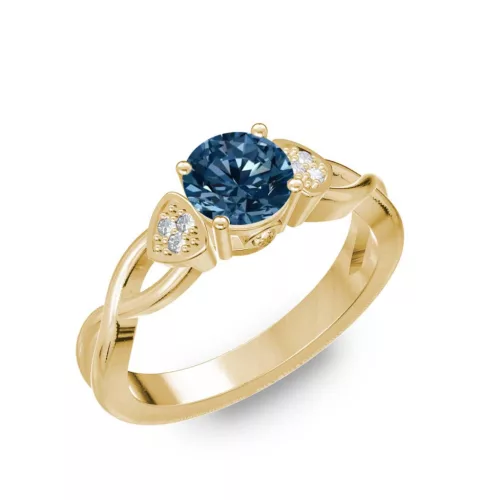 Ékszerpalota eljegyzési gyűrű 0,5ct kék gyémánttal BRK093 sárga arany 