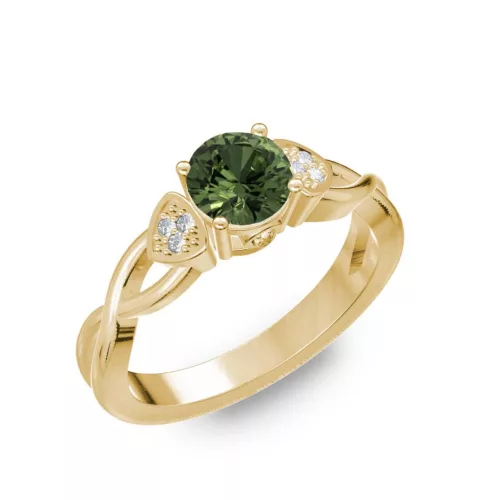 Ékszerpalota eljegyzési gyűrű 0,5ct zöld zafírral BRK093 sárga arany 