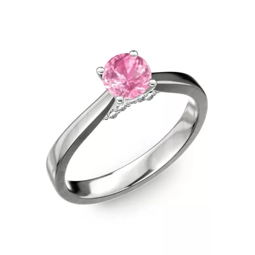 Ékszerpalota eljegyzési gyűrű 0,5ct pink zafírral BRK133 fehér arany 