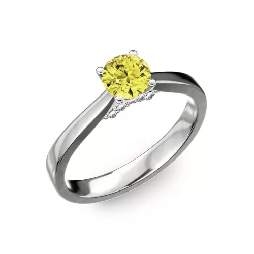 Ékszerpalota eljegyzési gyűrű 0,5ct sárga gyémánttal BRK133 fehér arany 