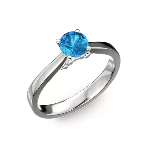 Ékszerpalota eljegyzési gyűrű 0,5ct kék topázzal BRK133 fehér arany 