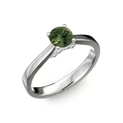 Ékszerpalota eljegyzési gyűrű 0,5ct zöld zafírral BRK133 fehér arany 