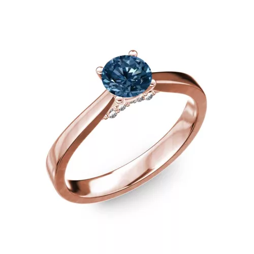 Ékszerpalota eljegyzési gyűrű 0,5ct kék gyémánttal BRK133 rozé arany 