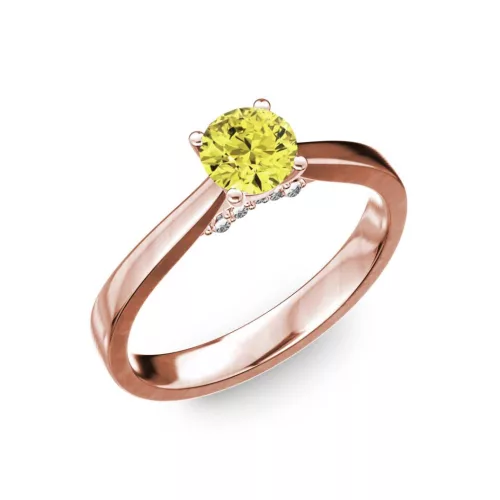 Ékszerpalota eljegyzési gyűrű 0,5ct sárga gyémánttal BRK133 rozé arany 