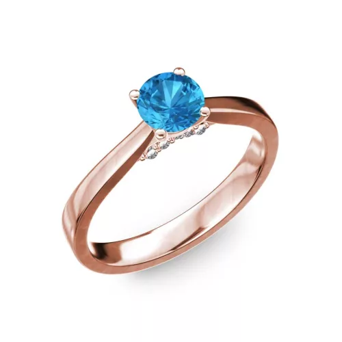 Ékszerpalota eljegyzési gyűrű 0,5ct kék topázzal BRK133 rozé arany 