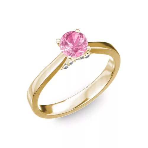 Ékszerpalota eljegyzési gyűrű 0,5ct pink zafírral BRK133 sárga arany 