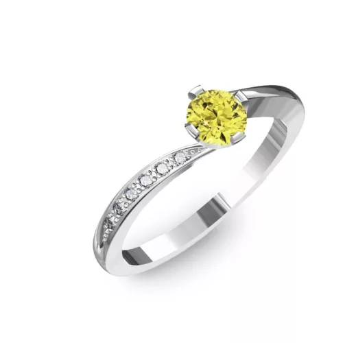Ékszerpalota eljegyzési gyűrű 0,3ct sárga gyémánttal BRK135 fehér arany