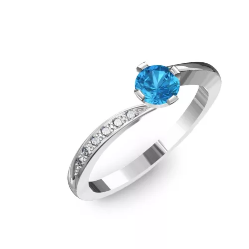 Ékszerpalota eljegyzési gyűrű 0,3ct kék topázzal BRK135 fehér arany
