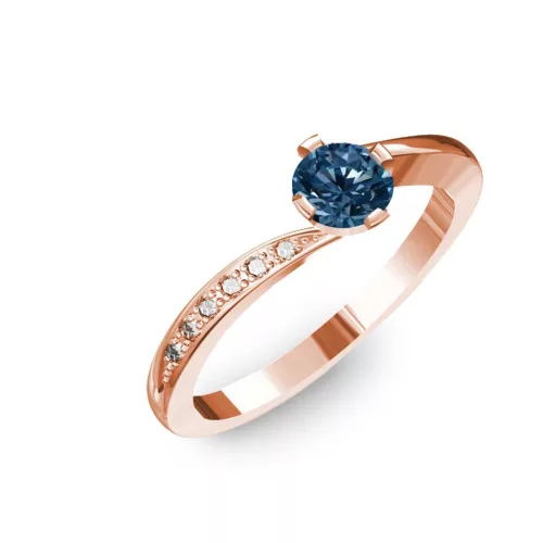 Ékszerpalota eljegyzési gyűrű 0,3ct kék gyémánttal BRK135 rozé arany