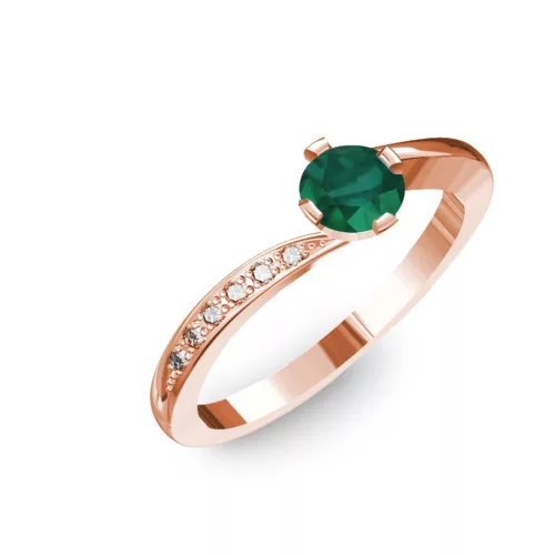 Ékszerpalota eljegyzési gyűrű 0,3ct smaragddal BRK135 rozé arany