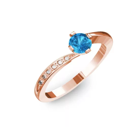 Ékszerpalota eljegyzési gyűrű 0,3ct kék topázzal BRK135 rozé arany
