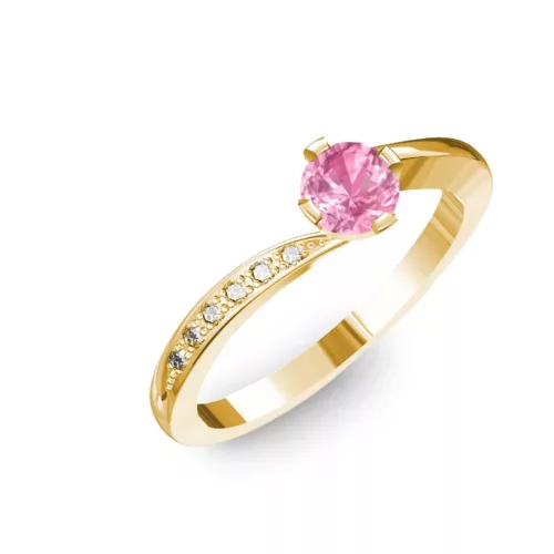 Ékszerpalota eljegyzési gyűrű 0,3ct pink zafírral BRK135 sárga arany