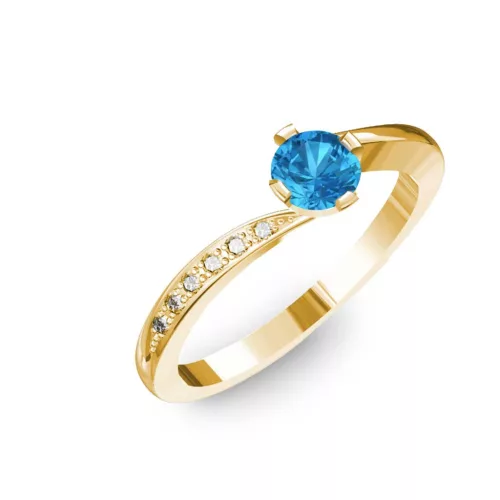 Ékszerpalota eljegyzési gyűrű 0,3ct kék topázzal BRK135 sárga arany