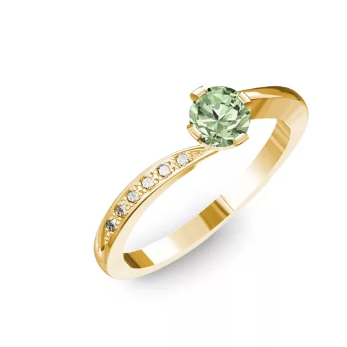 Ékszerpalota eljegyzési gyűrű 0,3ct zöld gyémánttal BRK135 sárga arany