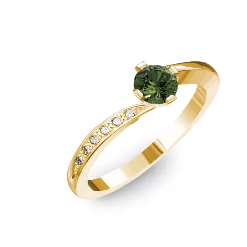Ékszerpalota eljegyzési gyűrű 0,3ct zöld zafírral BRK135 sárga arany
