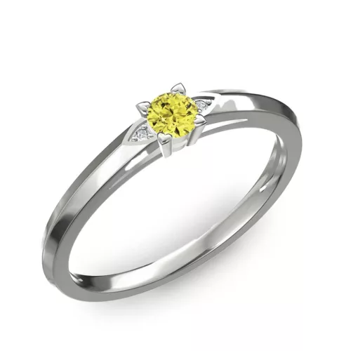 Ékszerpalota eljegyzési gyűrű 0.17ct sárga gyémánttal BRK 143 fehér arany 