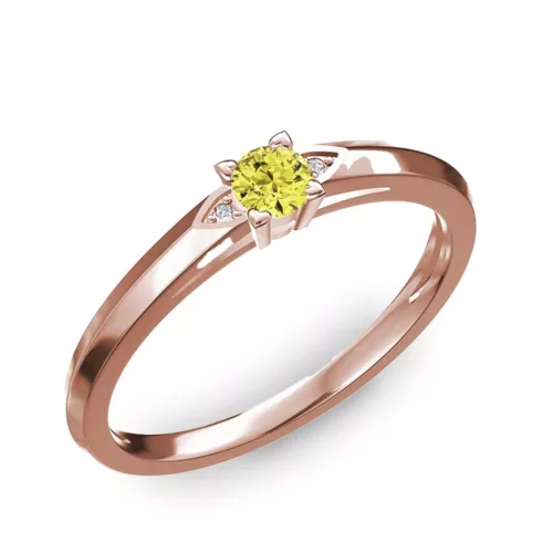 Ékszerpalota eljegyzési gyűrű 0.17ct sárga gyémánttal BRK 143 rozé arany 