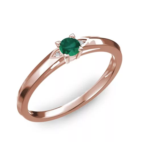 Ékszerpalota eljegyzési gyűrű 0.17ct smaragddal BRK 143 rozé arany 