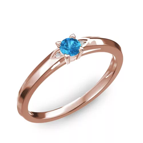 Ékszerpalota eljegyzési gyűrű 0.17ct kék topázzal BRK 143 rozé arany 