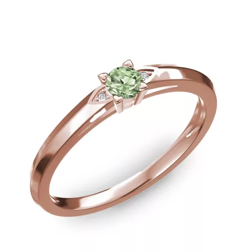 Ékszerpalota eljegyzési gyűrű 0.17ct zöld gyémánttal BRK 143 rozé arany 