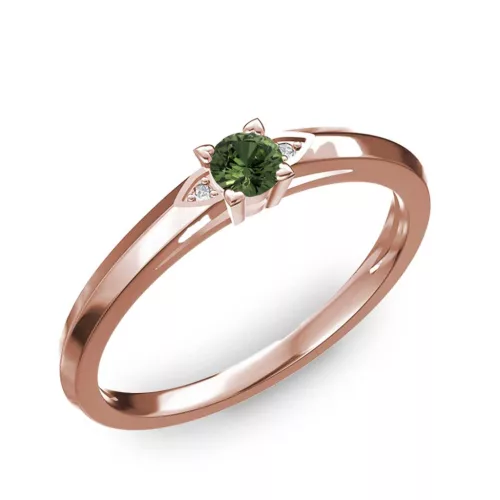 Ékszerpalota eljegyzési gyűrű 0.17ct zöld zafírral BRK 143 rozé arany 