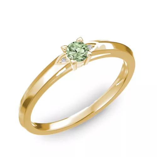 Ékszerpalota eljegyzési gyűrű 0.17ct zöld gyémánttal BRK 143 sárga arany 