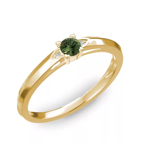 Ékszerpalota eljegyzési gyűrű 0.17ct zöld zafírral BRK 143 sárga arany 