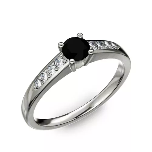 Ékszerpalota eljegyzési gyűrű 0.2ct fekete gyémánttal BRK 145 fehér arany 