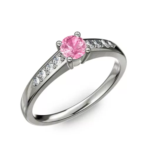 Ékszerpalota eljegyzési gyűrű 0.2ct pink zafírral BRK 145 fehér arany 