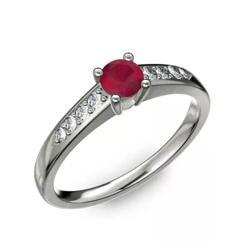 Ékszerpalota eljegyzési gyűrű 0.2ct rubinnal BRK 145 fehér arany 
